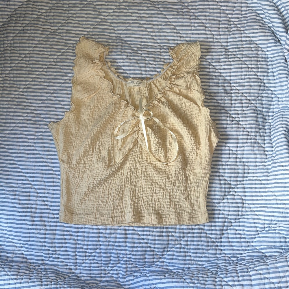 Brandy Melville John Galt Cream Ruffle Tank Top